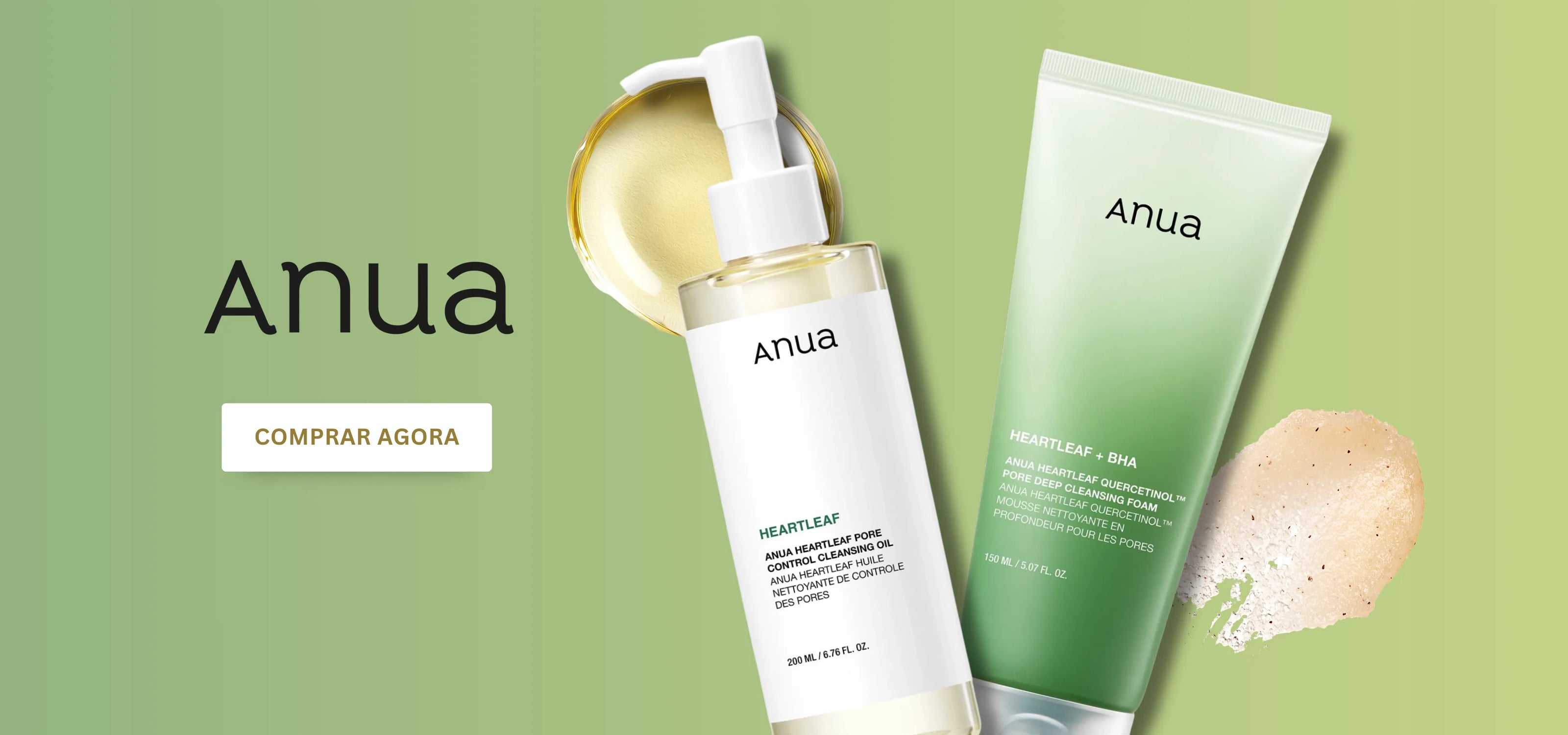 Anua Heartleaf — óleo de limpeza e espuma de limpeza BHA para poros dilatados, banner da coleção Anua