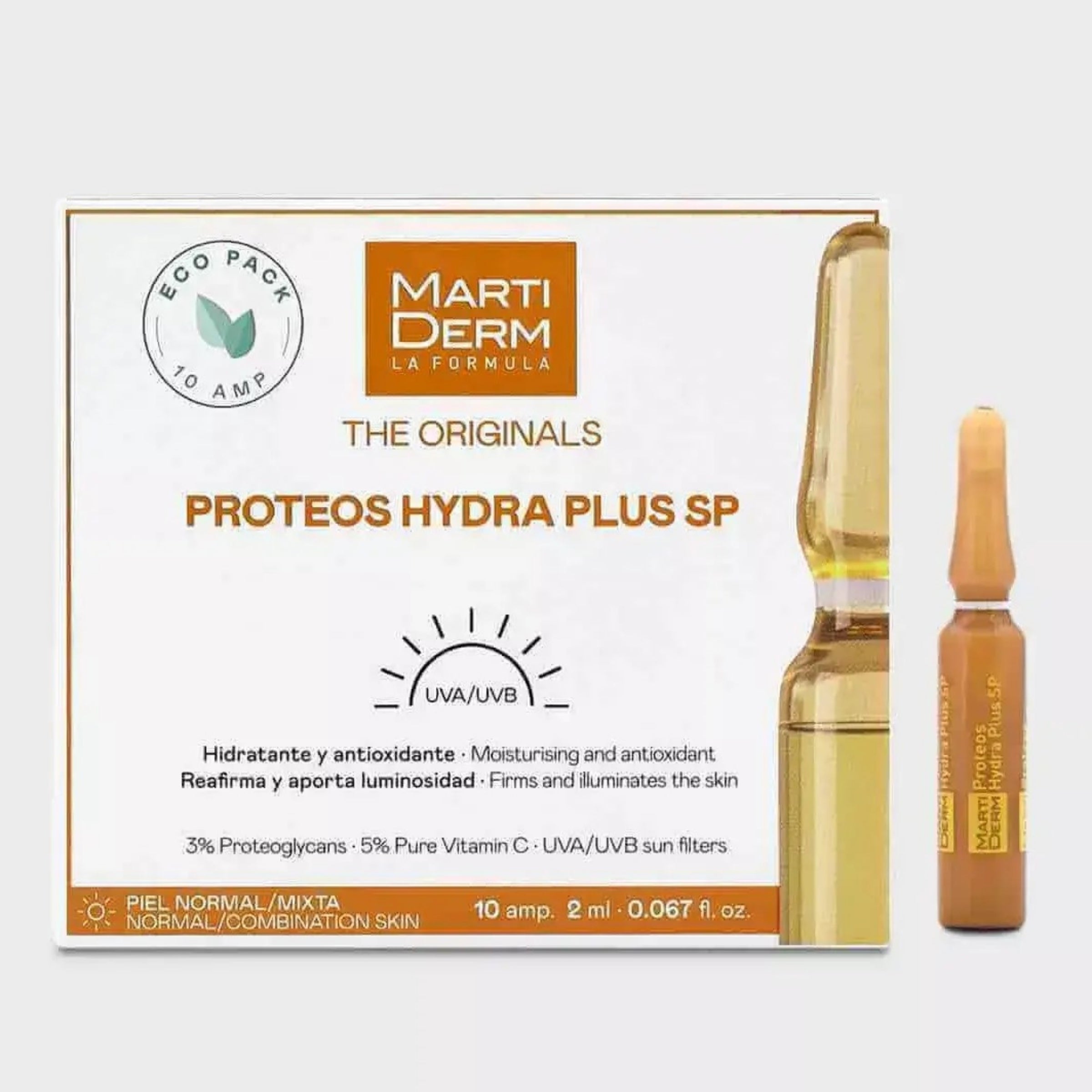 Martiderm Proteos Hydra Plus SP: Ampolas de Hidratação com Vitamina C - 10x2
