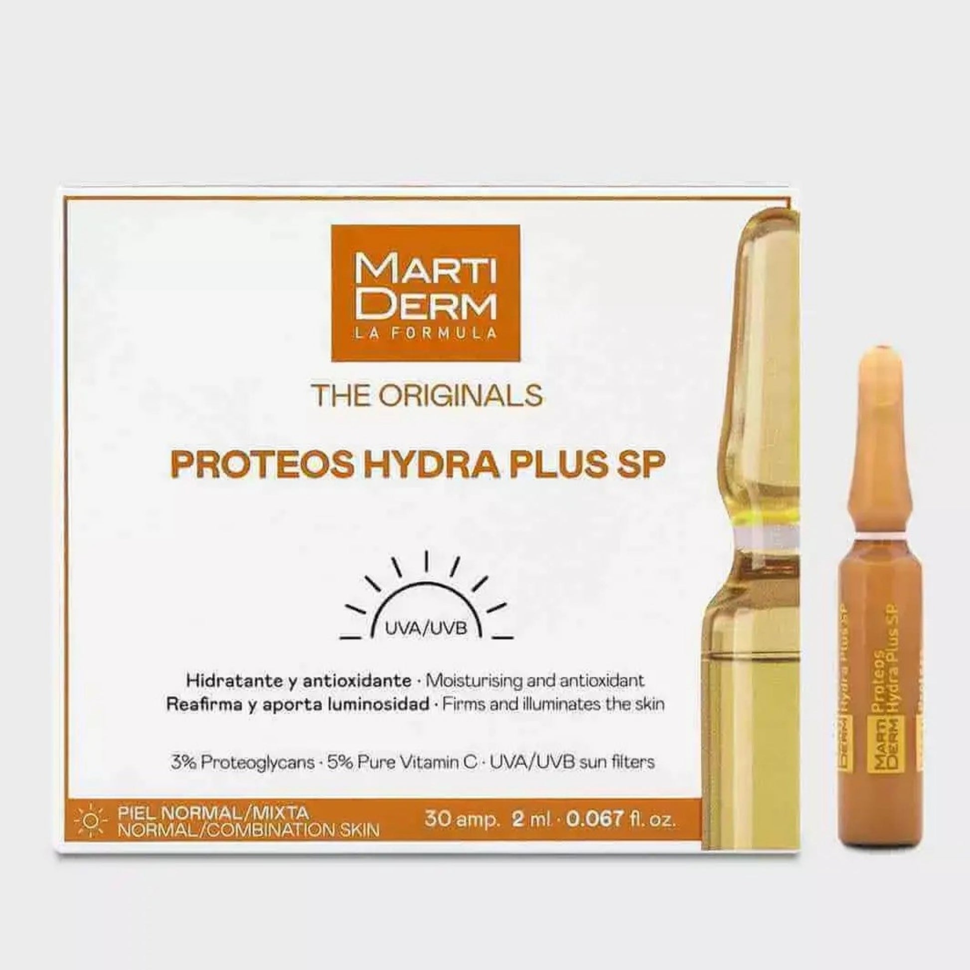 Martiderm Proteos Hydra Plus SP: Ampolas de Hidratação com Vitamina C - 30x2
