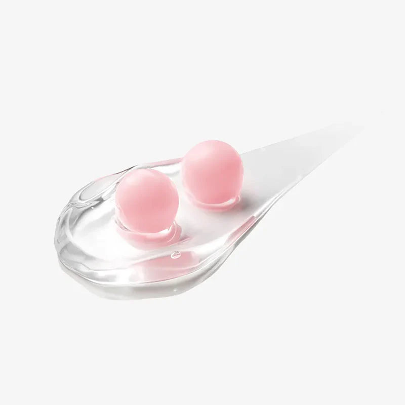 Textura do Medicube PDRN Pink Collagen Capsule Cream com gel transparente e cápsulas rosa