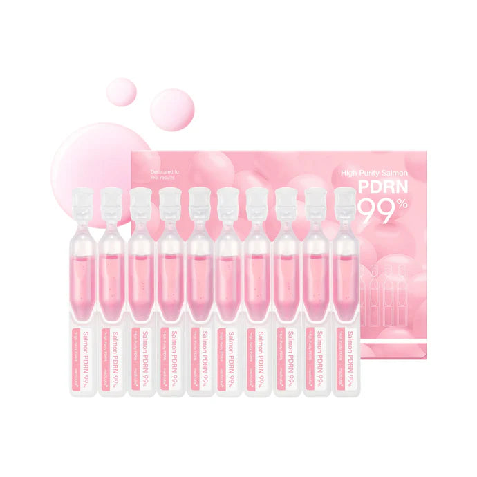 Caixa Medicube PDRN Pink One Day Serum com as 10 ampolas alinhadas à frente