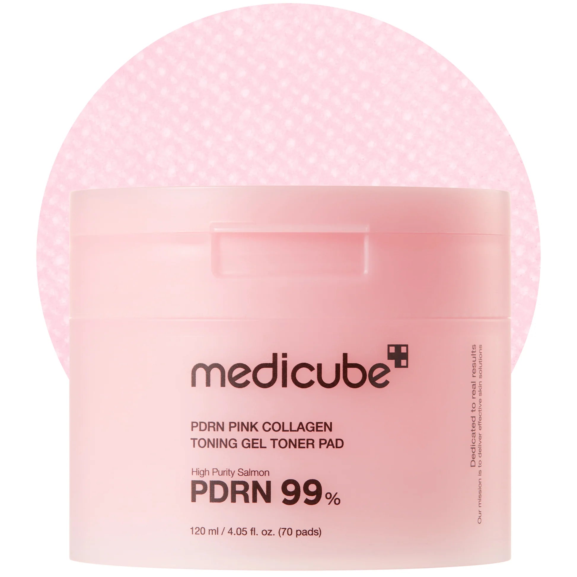 Medicube PDRN Pink Collagen Gel Toner Pad, frasco rosa com colagénio, 70 discos tónicos