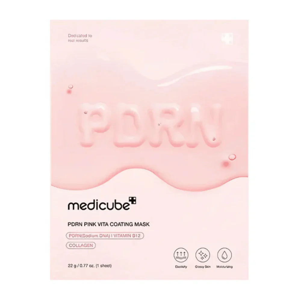 Medicube PDRN Pink Vita Coating Mask, máscara facial em tecido com PDRN, colagénio e vitamina B12