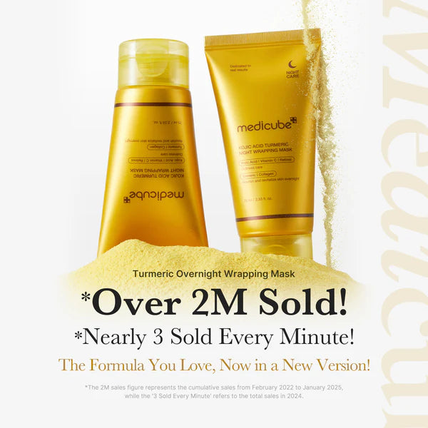 Medicube Kojic Acid Turmeric Night Wrapping Mask, máscara de noite com ácido kójico e cúrcuma 75ml