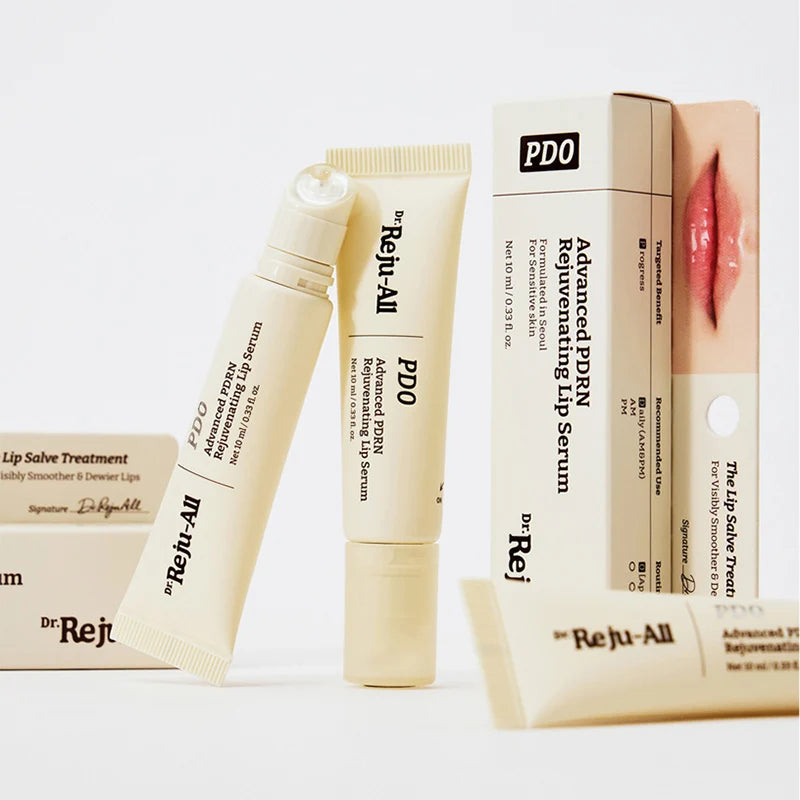 Sérum labial Dr. Reju-All com embalagem e caixa, tratamento tipo bálsamo labial