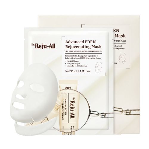 Dr. Reju-All Advanced PDRN Rejuvenating Mask, máscara facial em folha com PDRN, embalagem e caixa