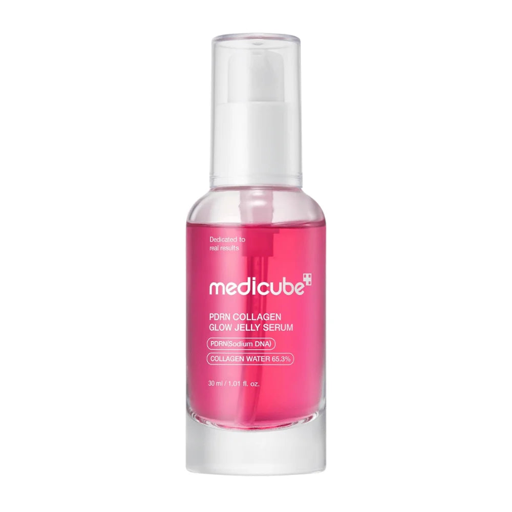 Embalagem do Medicube PDRN Collagen Glow Jelly Serum 30ml, sérum de PDRN e colagénio em gel