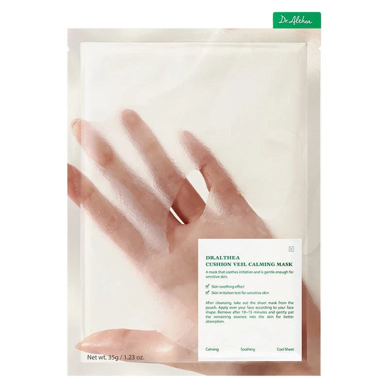 Embalagem da Dr. Althea Cushion Veil Calming Mask, saqueta individual de 35g