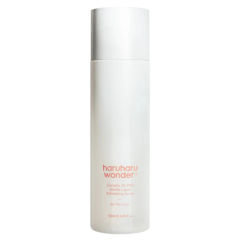 haruharu wonder Centella 3% PHA Gentle Liquid Exfoliating Serum, frasco 120ml em fundo branco