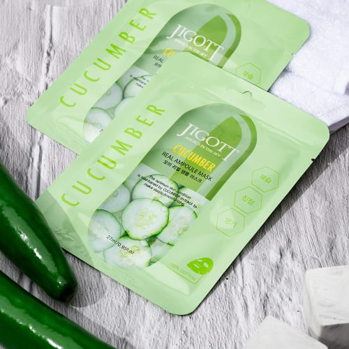 Jigott - Máscara Facial de Pepino: Hidratação Calmante para Pele Sensível