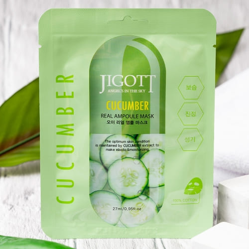 Jigott - Máscara Facial de Pepino: Hidratação Calmante para Pele Sensível
