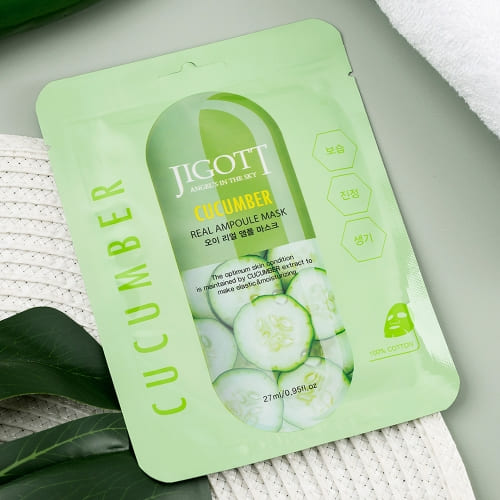 Jigott - Máscara Facial de Pepino: Hidratação Calmante para Pele Sensível