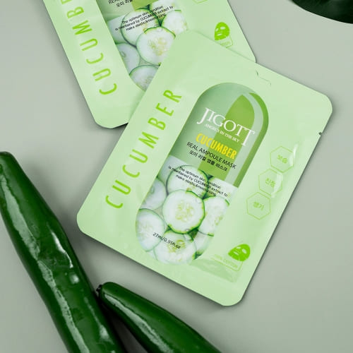 Jigott - Máscara Facial de Pepino: Hidratação Calmante para Pele Sensível