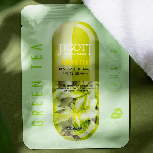 Jigott - Máscara Facial Chá Verde: Sheet Mask Calmante e Antioxidante