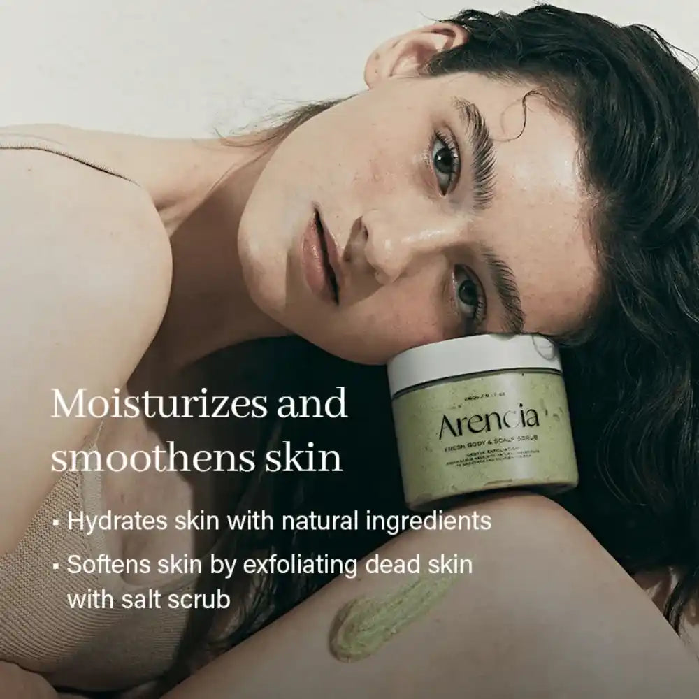 Arencia Fresh Cloud Body & Scalp Scrub Black Tea & Yuzu, esfoliante corporal com carvão ativado