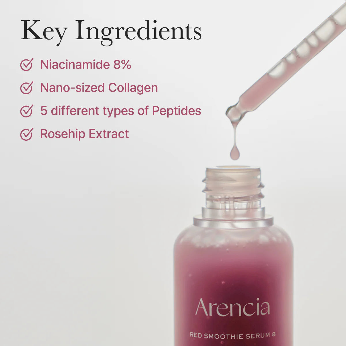 Arencia Fresh Red Smoothie Serum 8 — Sérum Anti-Idade com Niacinamida e Colagénio — imagem 3