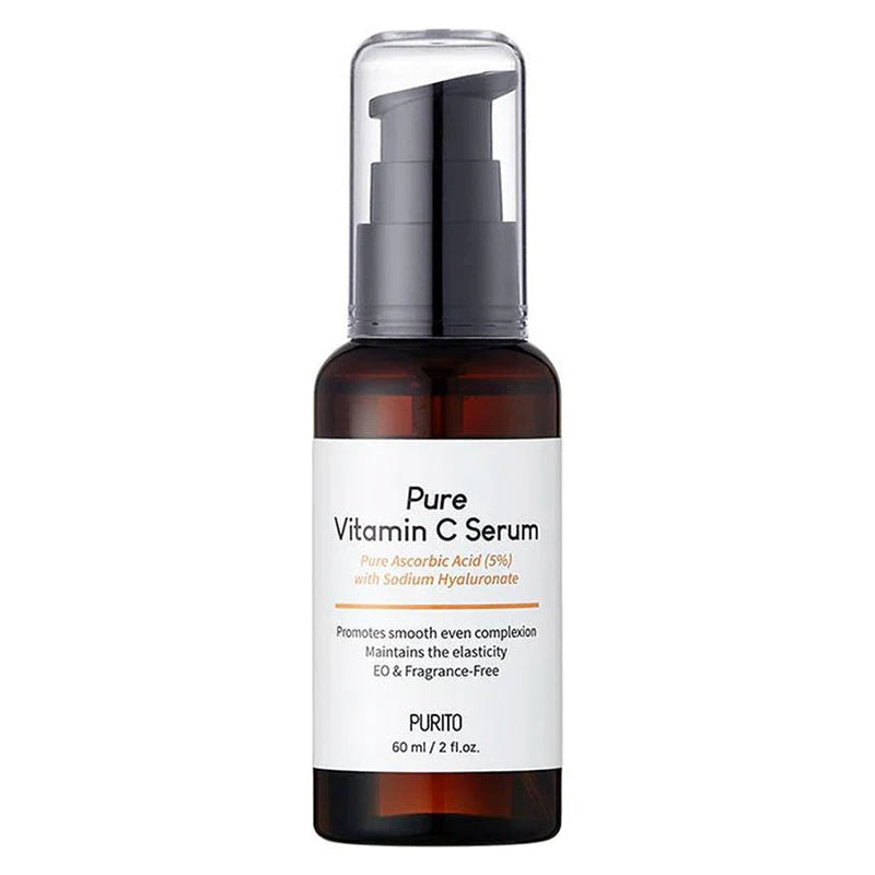 Purito Seoul Pure Vitamin C Serum frasco âmbar com doseador bomba 60ml fundo branco