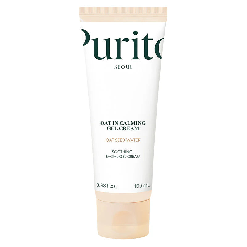 Purito Seoul Oat-In Calming Gel Cream tubo branco 100ml frente fundo branco