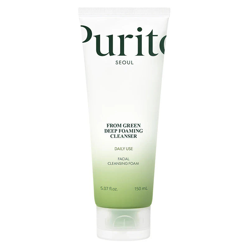 Purito Seoul From Green Deep Foaming Cleanser nova embalagem gradiente verde Facial Cleansing Foam 150ml