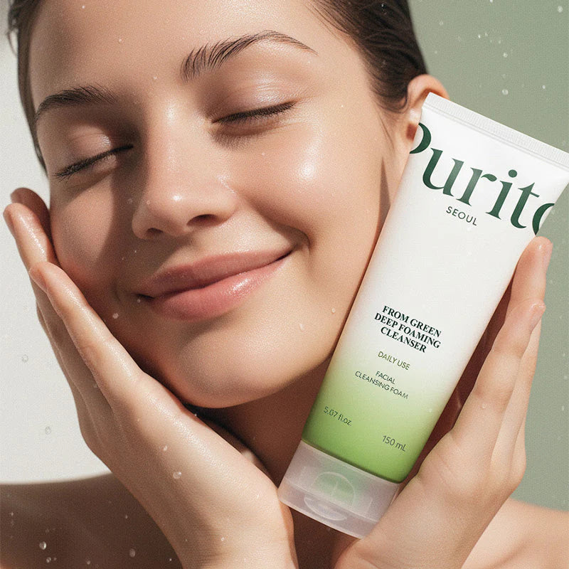 Purito Seoul From Green Deep Foaming Cleanser pele limpa hidratada acabamento confortável sem aperto