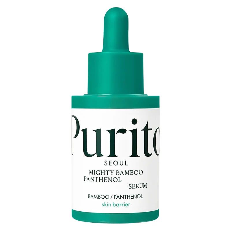 Purito Seoul Mighty Bamboo Panthenol Serum, sérum facial de pantenol e extrato de bambu em frasco de 30ml