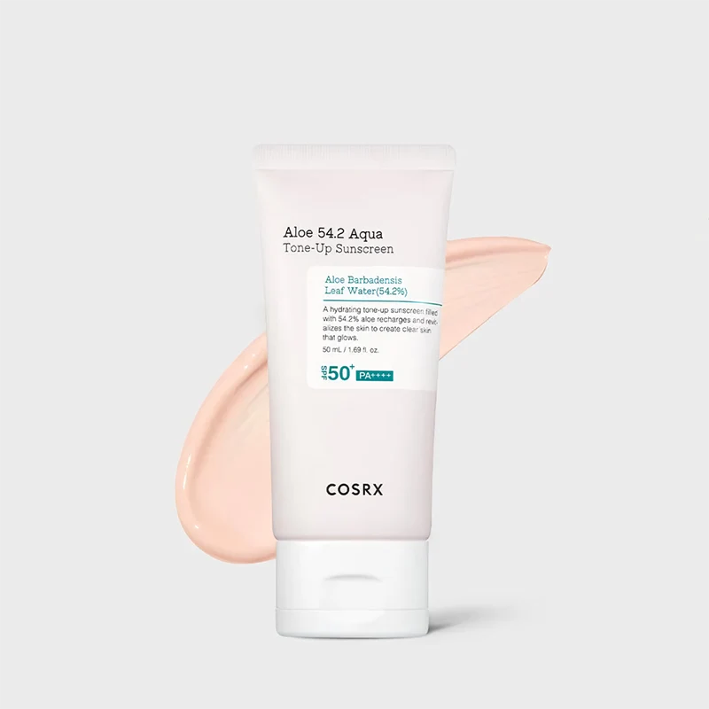 COSRX Aloe 54.2 Aqua Tone-Up Sunscreen com aloe vera e niacinamida, protetor solar facial FPS50