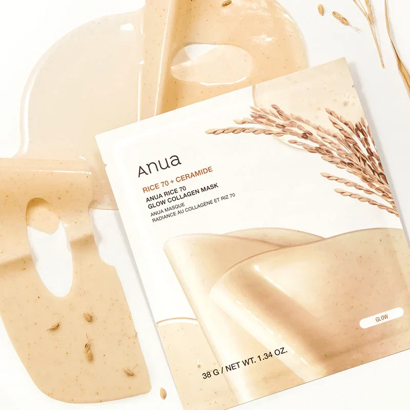 Anua Rice 70 Glow Collagen Mask | Máscara Hidrogel K-Beauty — imagem 6