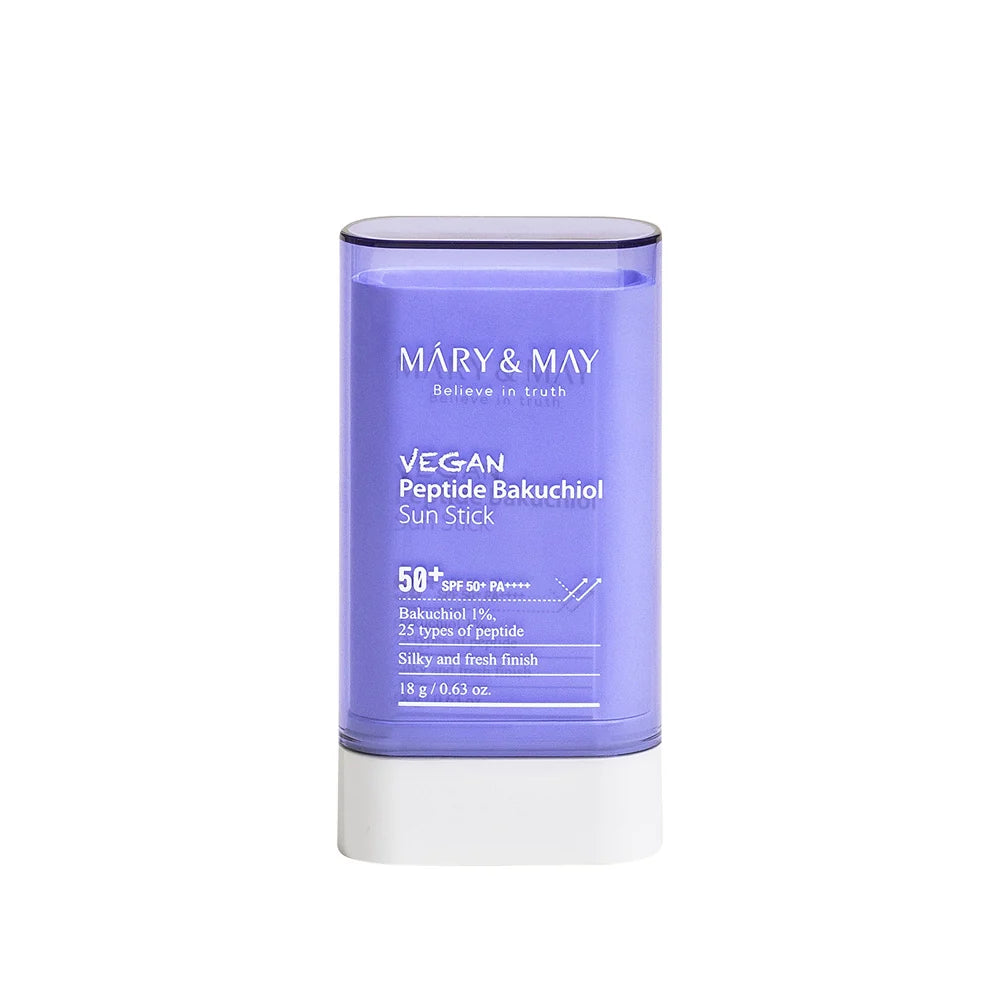 Embalagem do Mary&May Vegan Peptide Bakuchiol Sun Stick, vista frontal