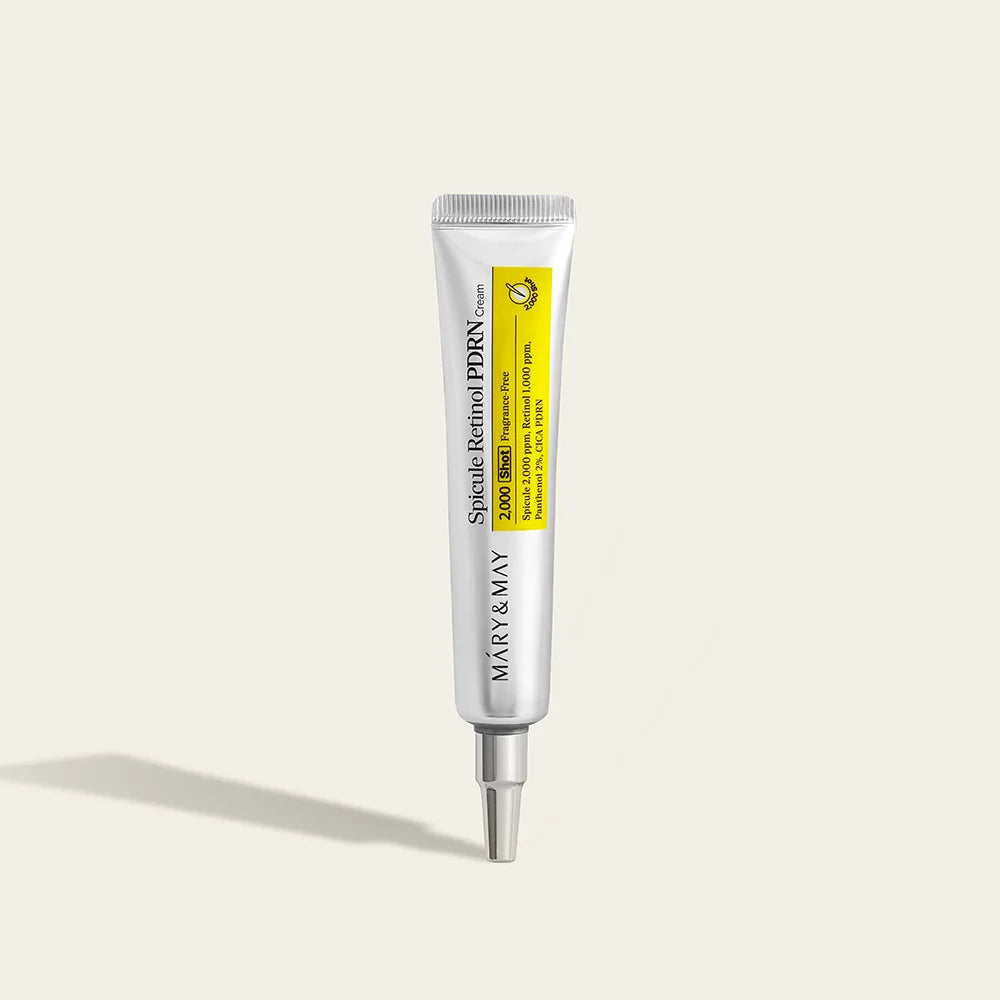 Tubo do Spicule Retinol PDRN Cream em fundo neutro bege