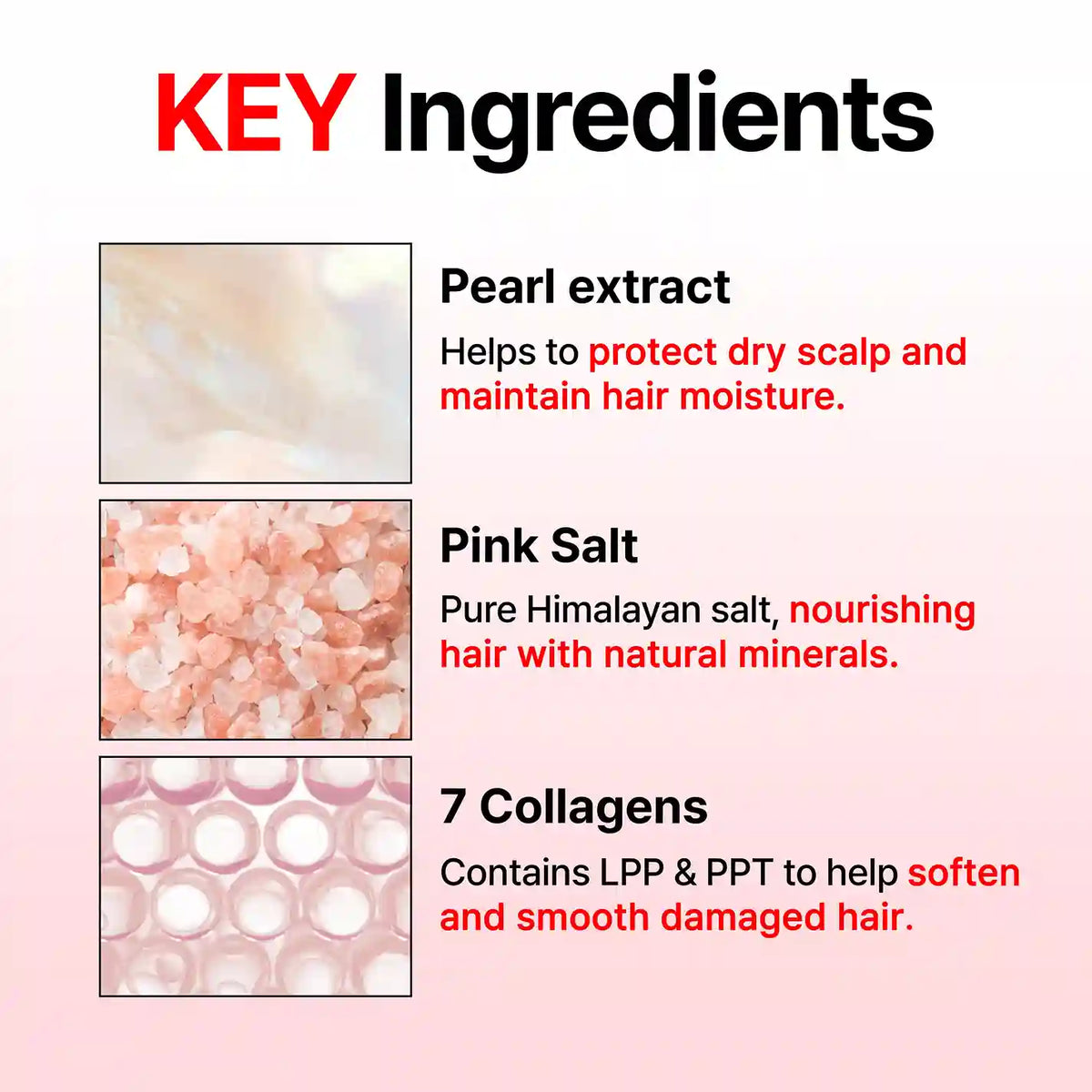 Growus, ingredientes-chave: extrato de pérola, sal rosa do Himalaia e sete tipos de colagénio