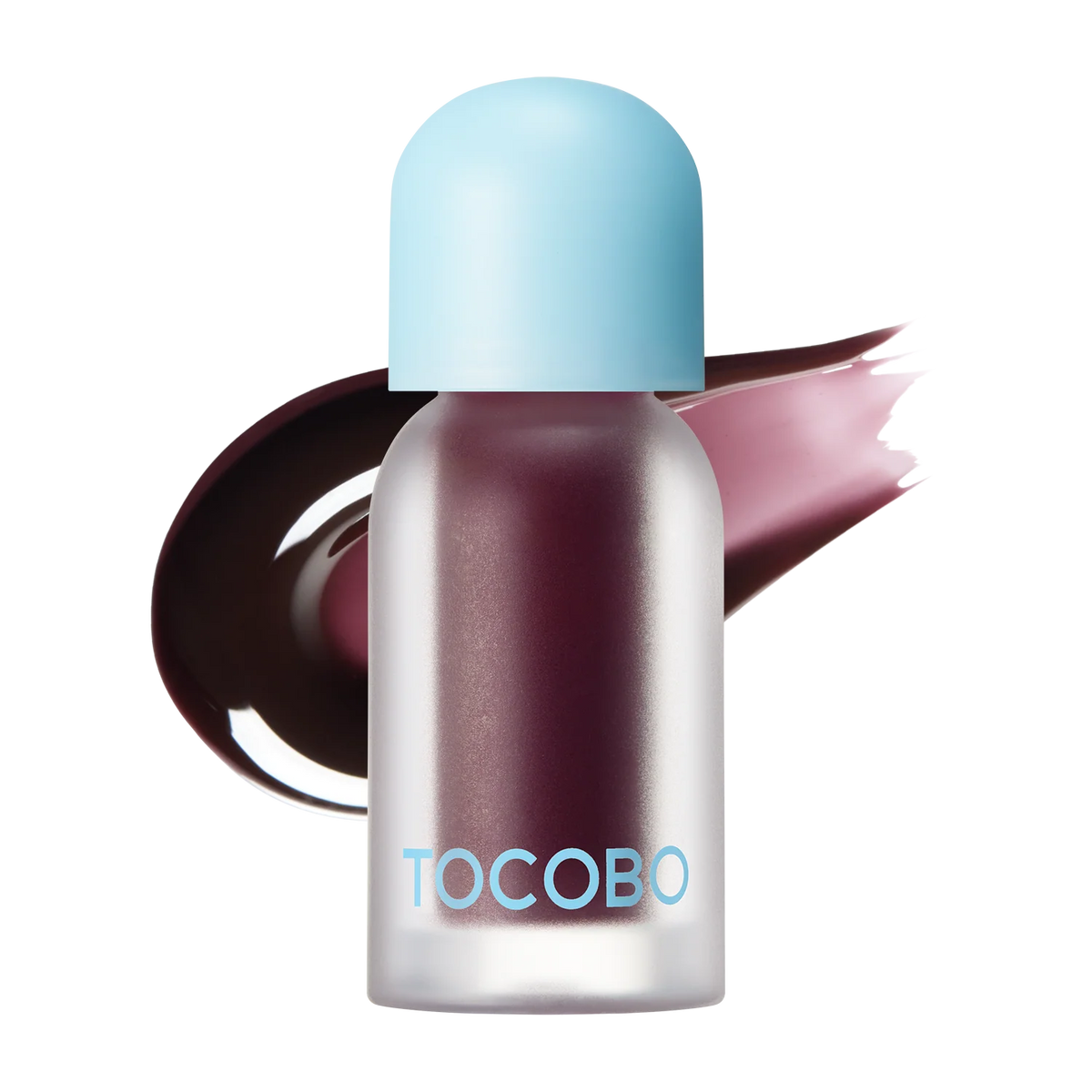 Traço da tonalidade Black Cherry do óleo labial TOCOBO, num tom vinho escuro