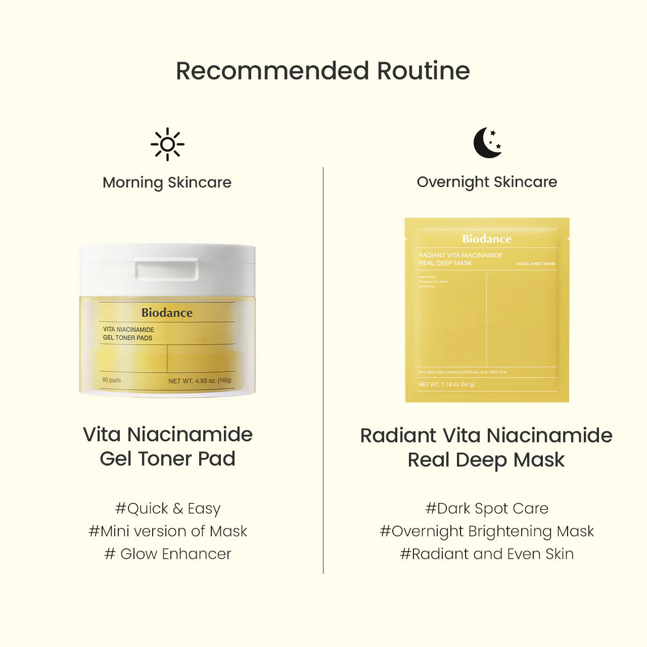 Comparação entre o toner pad e a máscara facial Biodance para rotina diária e noturna