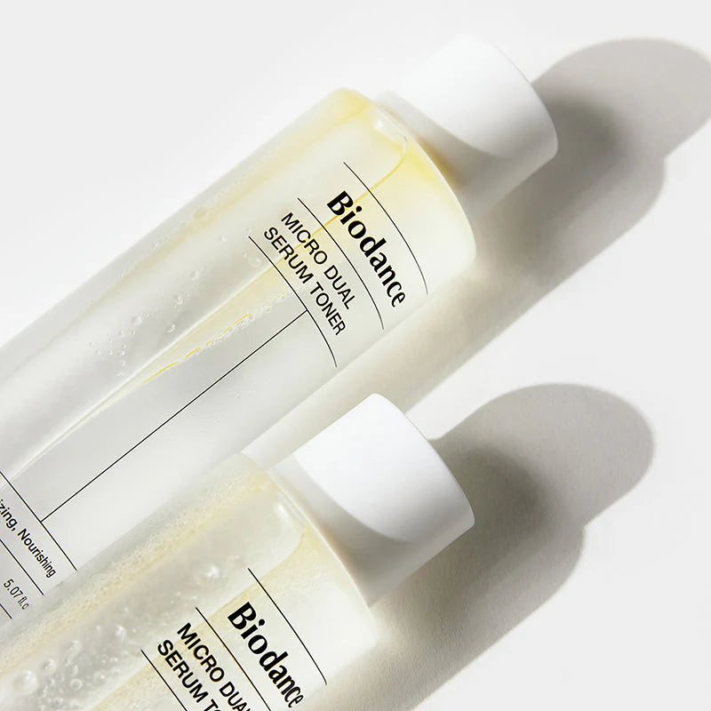 Biodance Micro Dual Serum Toner, tónico hidratante bifásico com óleo de semente de uva, 150ml