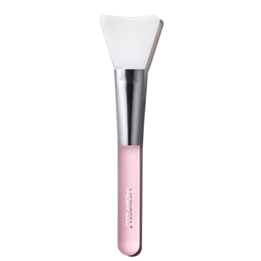 Medi-Peel Air Touch Silicone Pack Brush, pincel para máscaras faciais com cabeça de silicone branca e cabo rosa