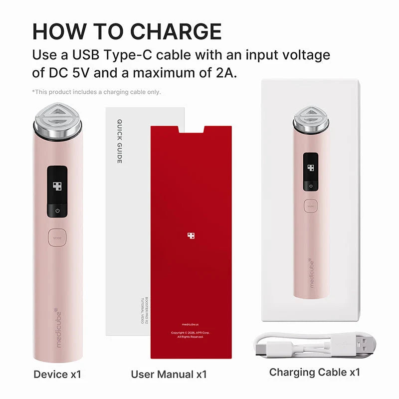 Conteúdo da embalagem: dispositivo, manual de utilização e cabo de carregamento USB-C