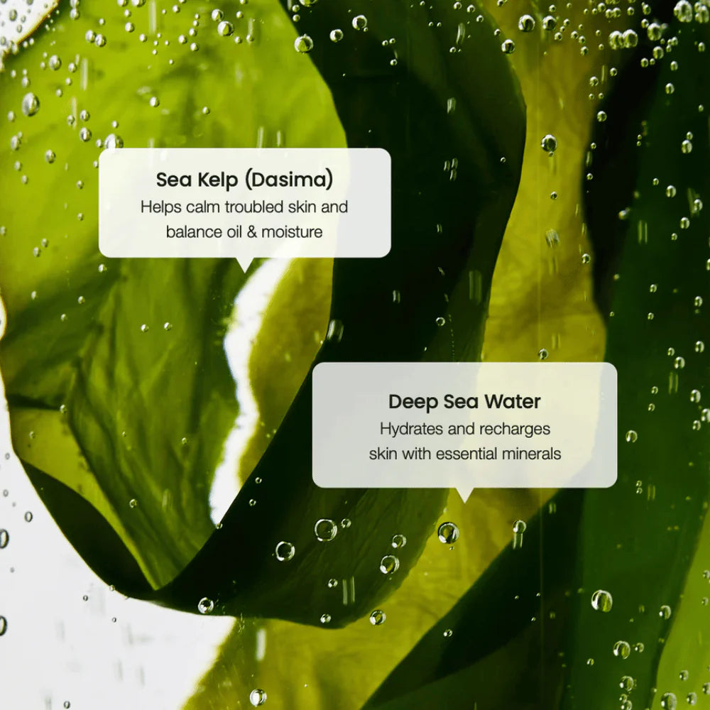 Infográfico Biodance Sea Kelp Sérum – ativos: alga marinha Dasima e Água do Mar Profundo com minerais